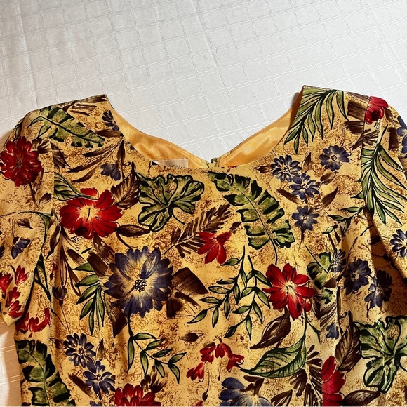 Vintage Maggy London 100% Silk Floral Cottagecore Dress Women's 12 Academia - Picture 6 of 11